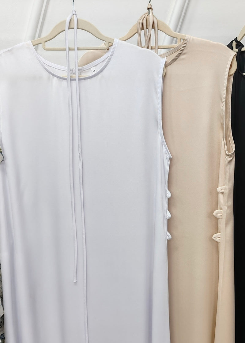 Satin Sleeveless Slip - White
