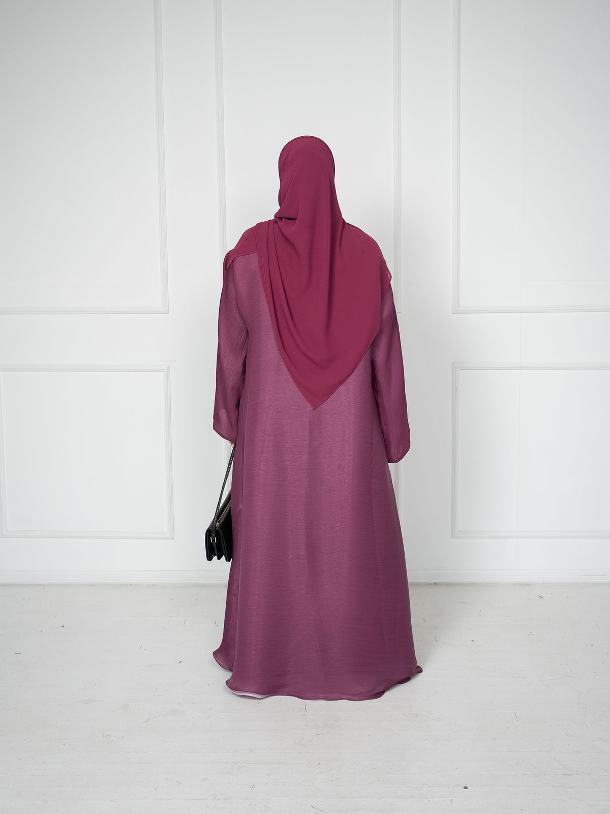 Luxury Organza Reversible Abaya -  Mulberry / Blush