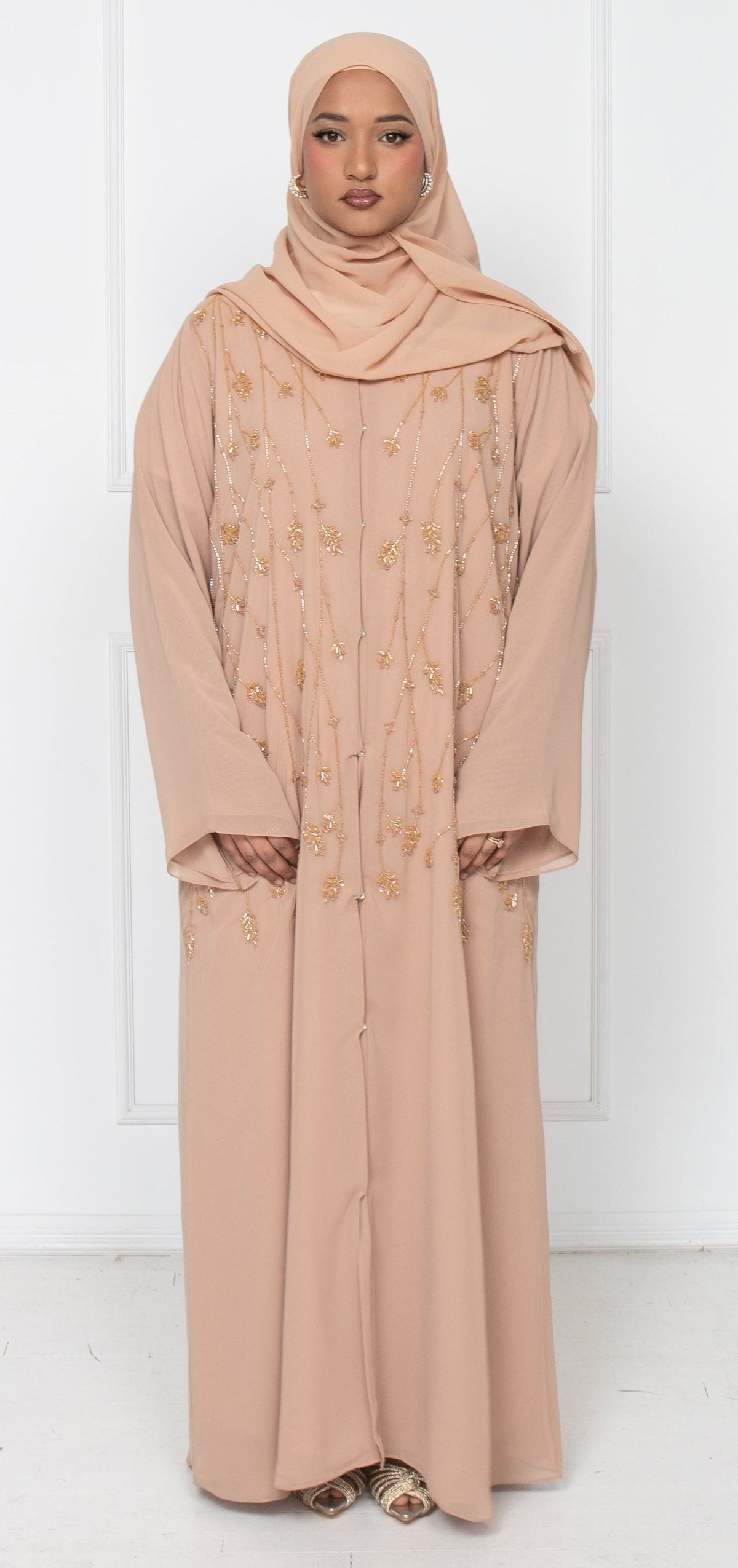 Alina Luxury Hand-Embellished Abaya - Taupe