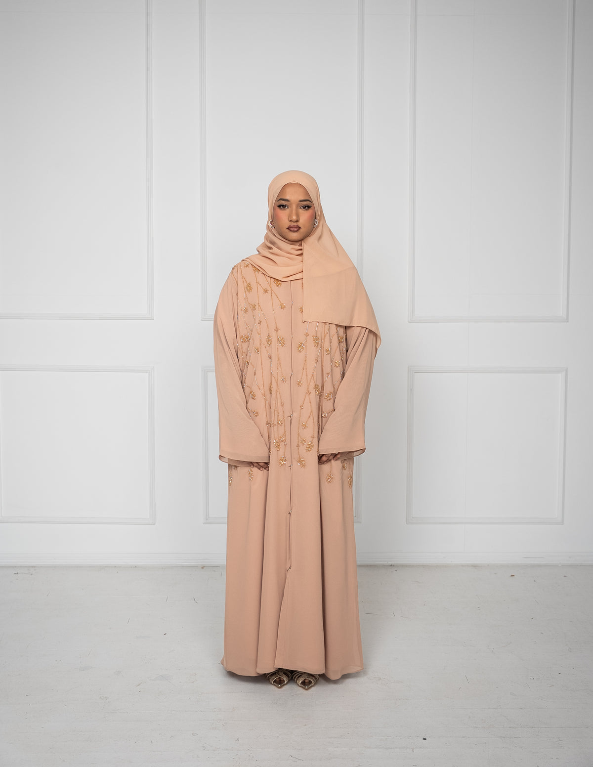 Alina Luxury Hand-Embellished Abaya - Taupe