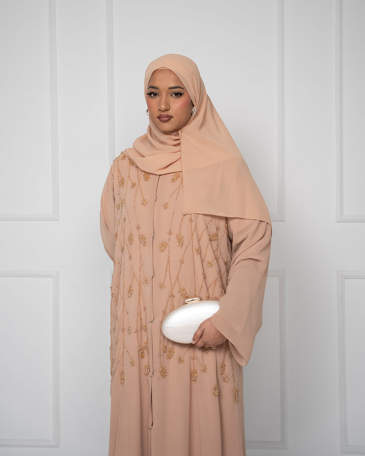Alina Luxury Hand-Embellished Abaya - Taupe