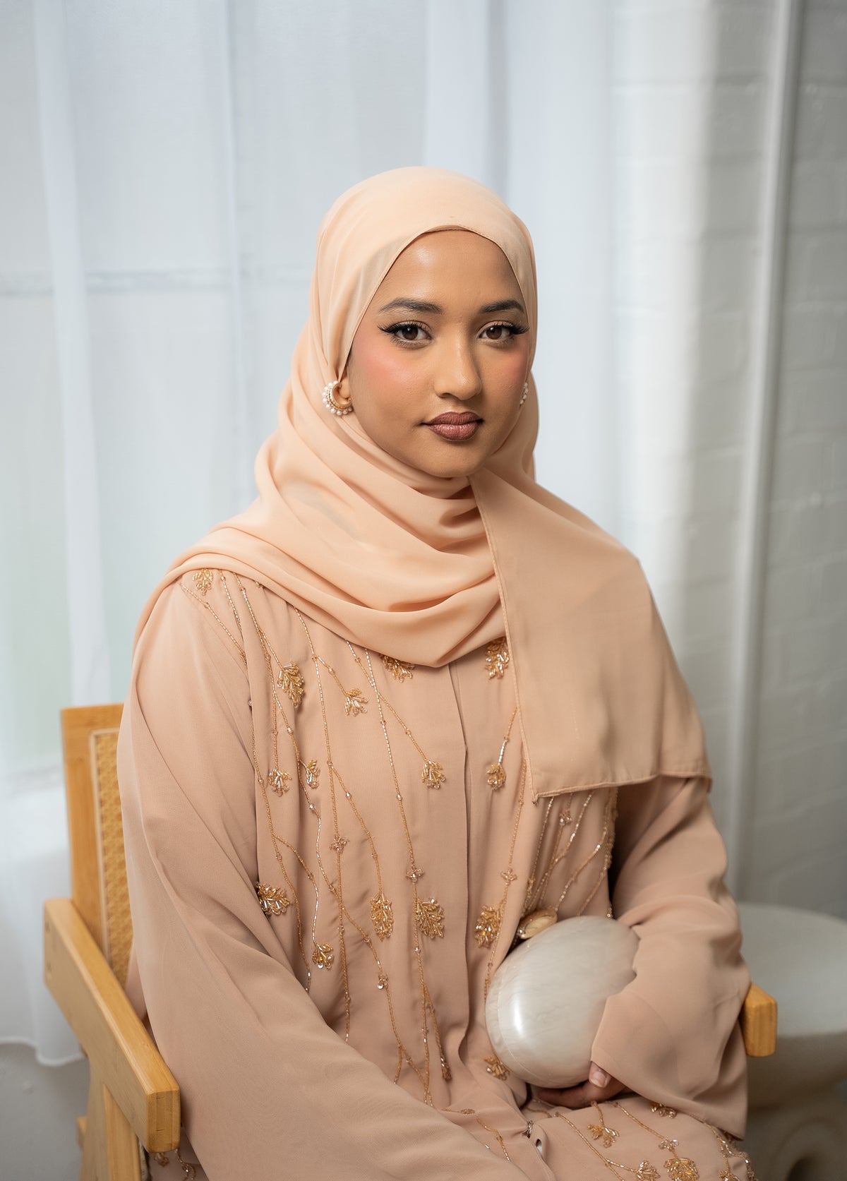 Alina Luxury Hand-Embellished Abaya - Taupe