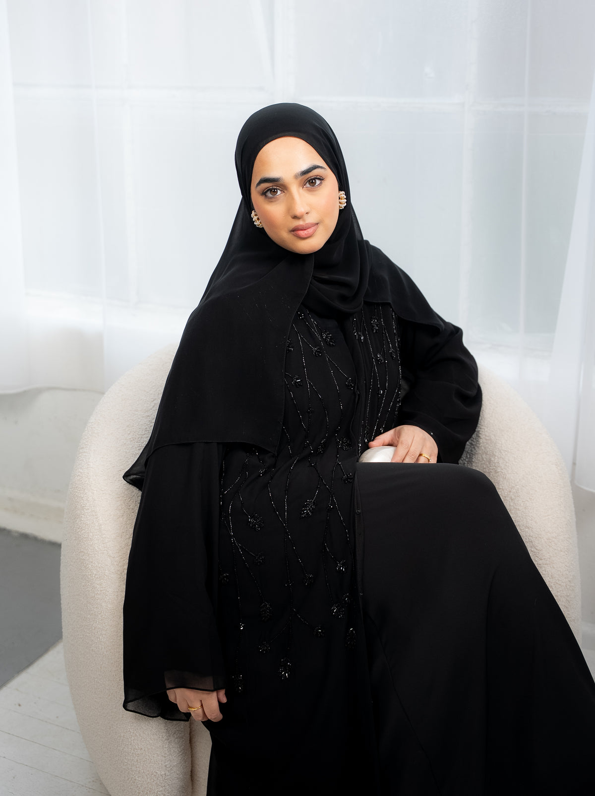 Alina Luxury Hand-Embellished Abaya - Taupe