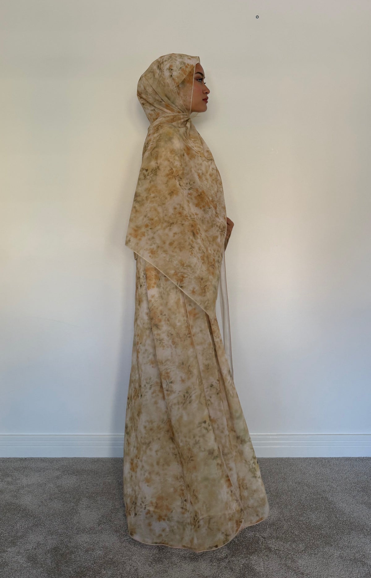 Alyssa Printed Floral Abaya Set - Butter Yellow
