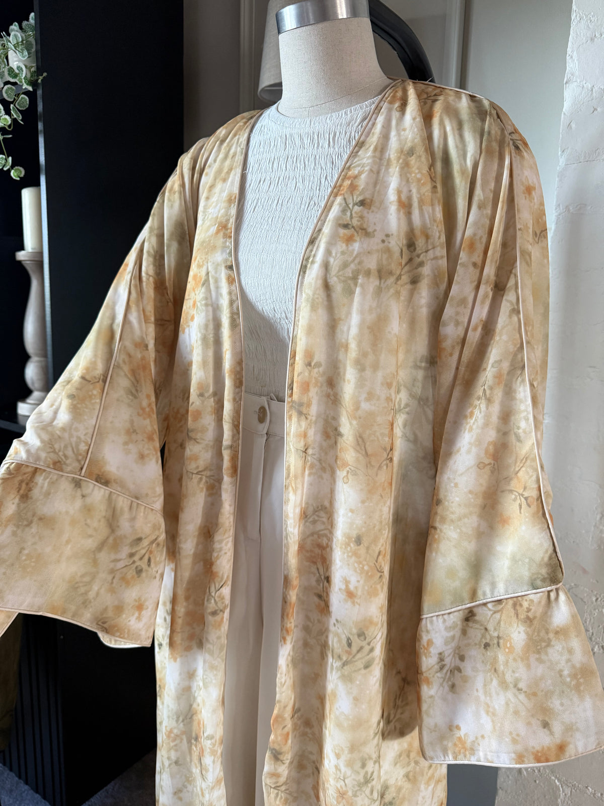 Alyssa Printed Floral Abaya Set - Butter Yellow