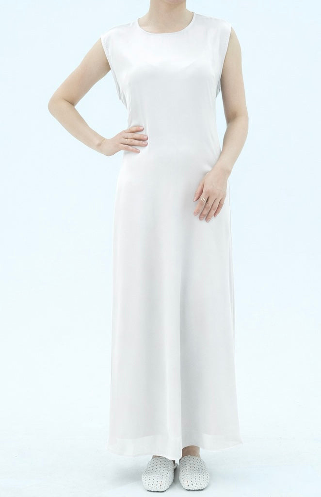Satin Sleeveless Slip - White
